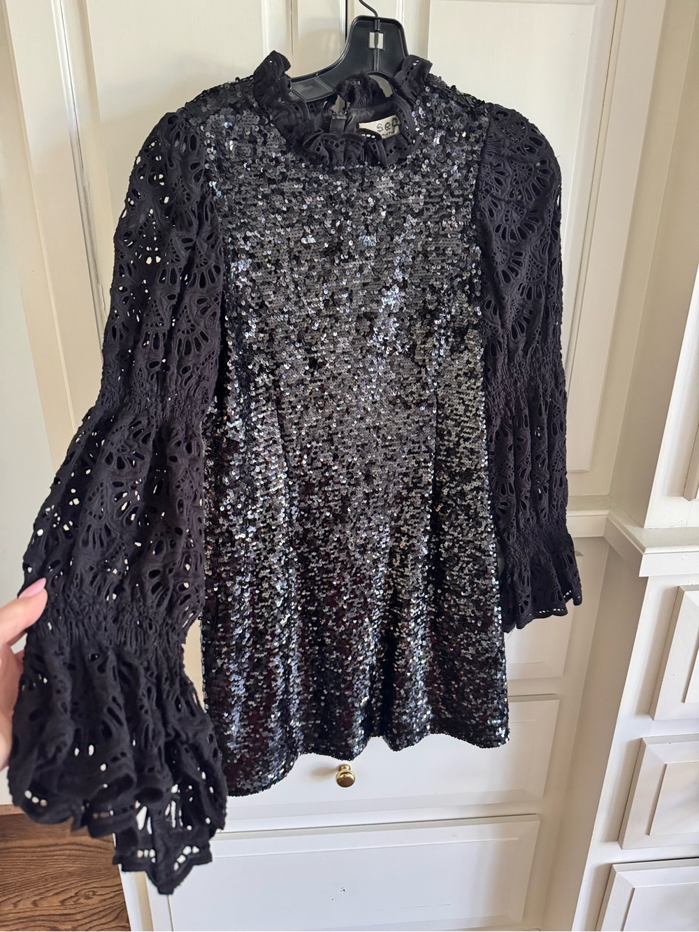Sea Black Sequin & Lace Midi Dress